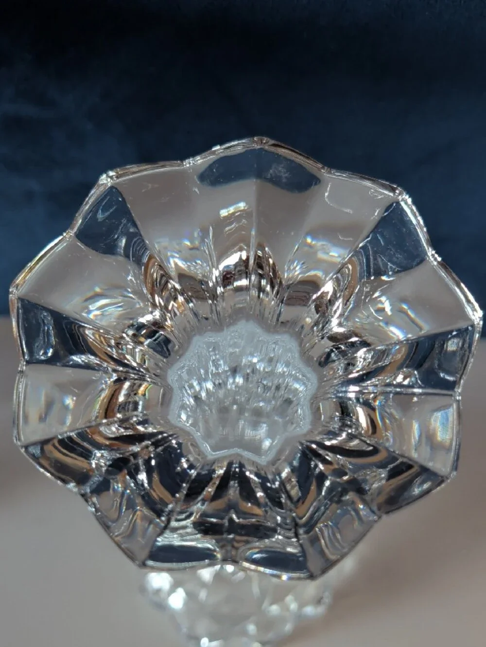 2 Mikasa Royal Crown, Lead Crystal Candlesticks. Fluted Stem & a Flower-Shape.